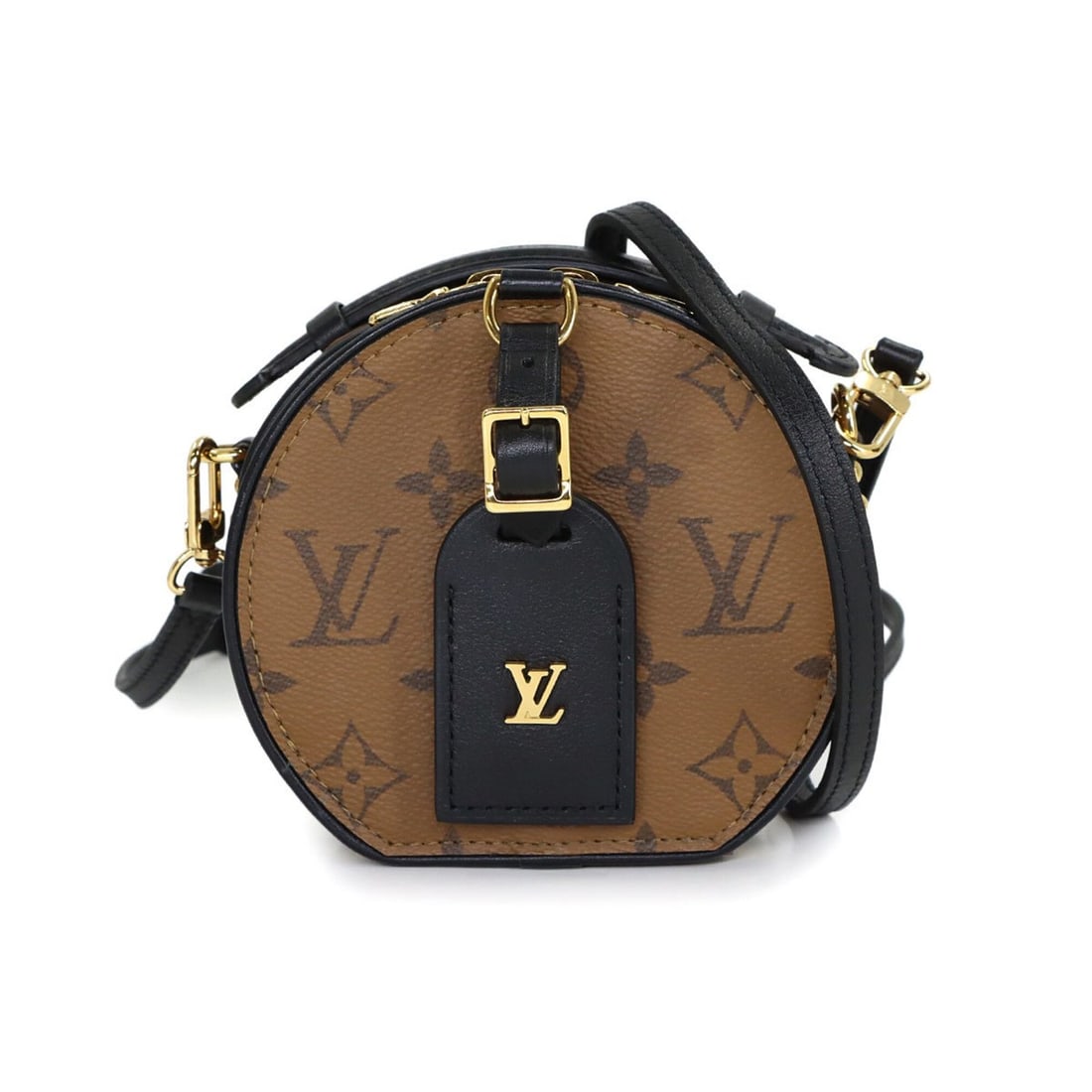 Louis Vuitton LOUIS VUITTON Monogram Reverse Mini Boite Chapeau Shoulder Handbag Brown M68276 RFID: --- Catalog ---Category: SizeSize (HxWxD): 12cm x 13cm x 5.5cm / 4.72'' x 5.11'' x 2.16''Category: DesignType: Shoulder bagColor: Brown, Monogram ReverseGender: WomenMaterial: Monogram Reverse Categor