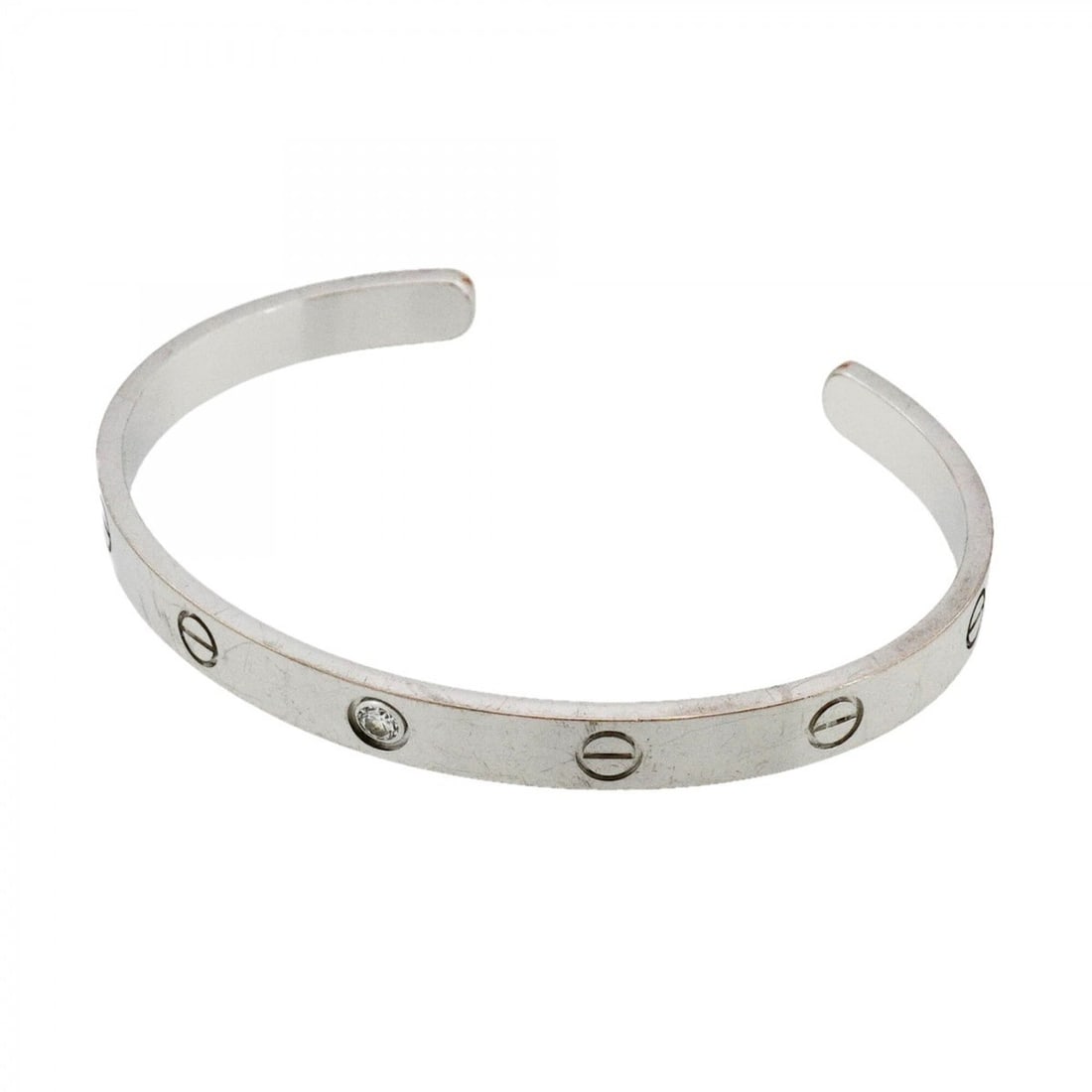 Cartier Love Bangle 1PD 18KWG White Gold Diamond Men's/Women's: --- Catalog ---Category: SizeLength: 17.5cm / 6.88''Category: DesignType: BangleStone: DiamondGender: Men,WomenMaterial: White gold (18K)Category: GeneralBrand: Cartier--- Item List ---Section: Condit