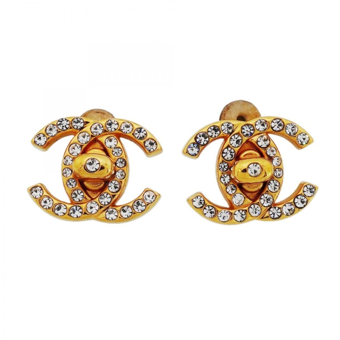 Chanel earrings, Coco Mark, turnlock, GP plated, gold, women's. (1 of 20)