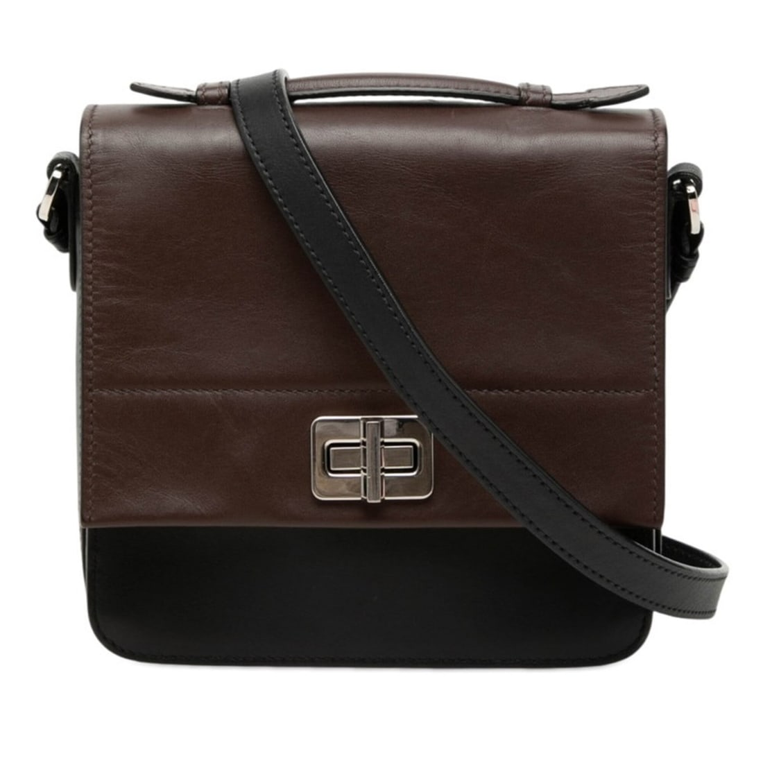 Prada Bicolor Handbag Shoulder Bag 2WAY BT1016 Black Brown Leather Women's PRADA: --- Catalog ---Category: SizeSize (HxWxD): 17cm x 18cm x 4.5cm / 6.69'' x 7.08'' x 1.77''Category: DesignType: Handbag, Shoulder bagColor: Black, BrownGender: WomenMaterial: Leather Category: GeneralM