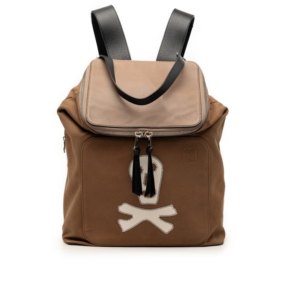 Loewe Goya Skull Backpack Daypack Beige Canvas Leather Men's LOEWE: --- Catalog ---Category: SizeSize (HxWxD): 40cm x 33.5cm x 15cm / 15.74'' x 13.18'' x 5.9''Category: DesignType: BackpackColor: BeigeGender: MenMaterial: Canvas , Leather Category: GeneralBrand: Loewe
