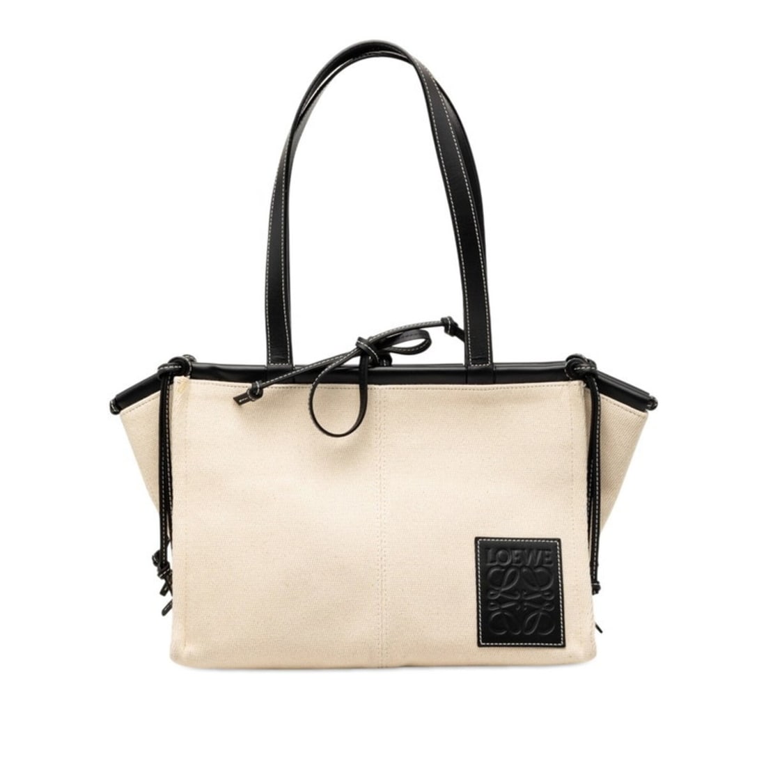 Loewe Anagram Tote Bag, Natural Black Canvas Leather, Women's LOEWE: --- Catalog ---Category: SizeSize (HxWxD): 22cm x 32cm x 16cm / 8.66'' x 12.59'' x 6.29''Category: DesignType: Tote bagColor: Beige, Black, IvoryGender: WomenMaterial: Canvas , Leather Category: Gener