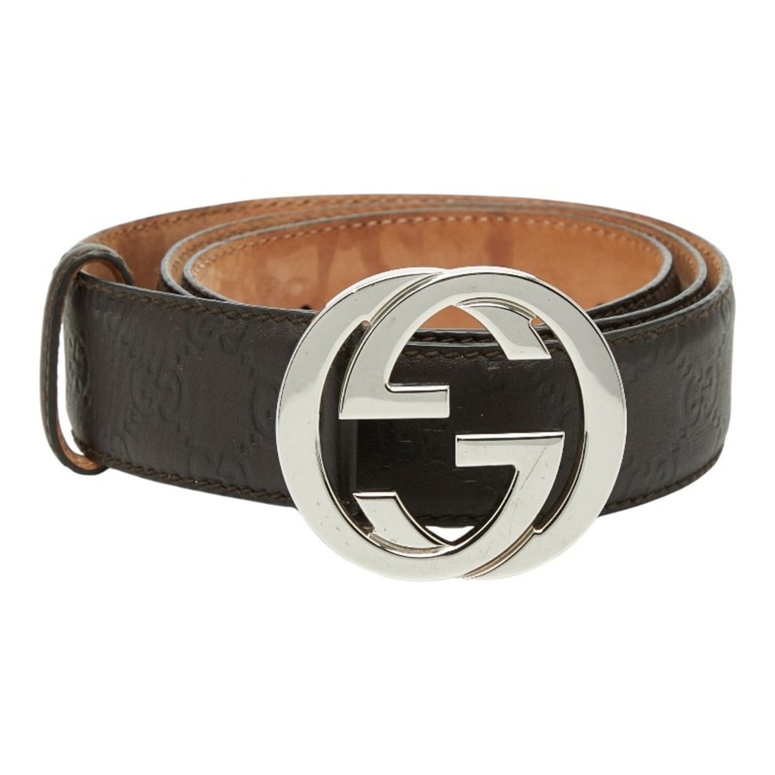 Gucci Interlocking G Guccissima Belt, Size: 95 38 114984, Brown Leather, Men's, GUCCI: --- Catalog ---Category: SizeWidth: 4cm / 1.57''Length: 85.5cm - 100.5cm / 33.66'' - 39.56''Category: DesignType: Standard beltColor: BrownGender: MenMaterial (Strap): Leather Category: GeneralMPN: 11