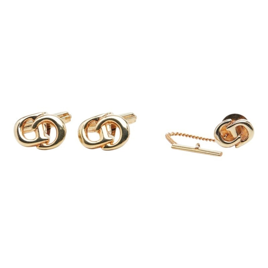 Christian Dior CD Logo Tie Pin & Cufflink Set (2 pieces) Gold Plated Men's: --- Catalog ---Category: PackNumber in Pack: 2Category: SizeSize (HxWxD): 13.00mm x 17.40mm / 0.51'' x 0.69''Category: DesignType: CufflinksColor: GoldGender: MenMaterial: Gold platingCategory: Genera