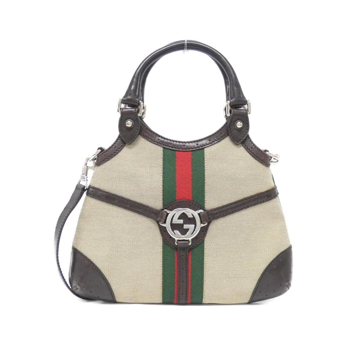 Gucci 114873 handbag: --- Catalog ---Category: SizeSize (HxWxD): 20cm x 28cm x 5.5cm / 7.87'' x 11.02'' x 2.16''Category: DesignType: HandbagColor: Beige, BrownGender: Men,WomenMaterial: Canvas , Leather Hardware Color: Si