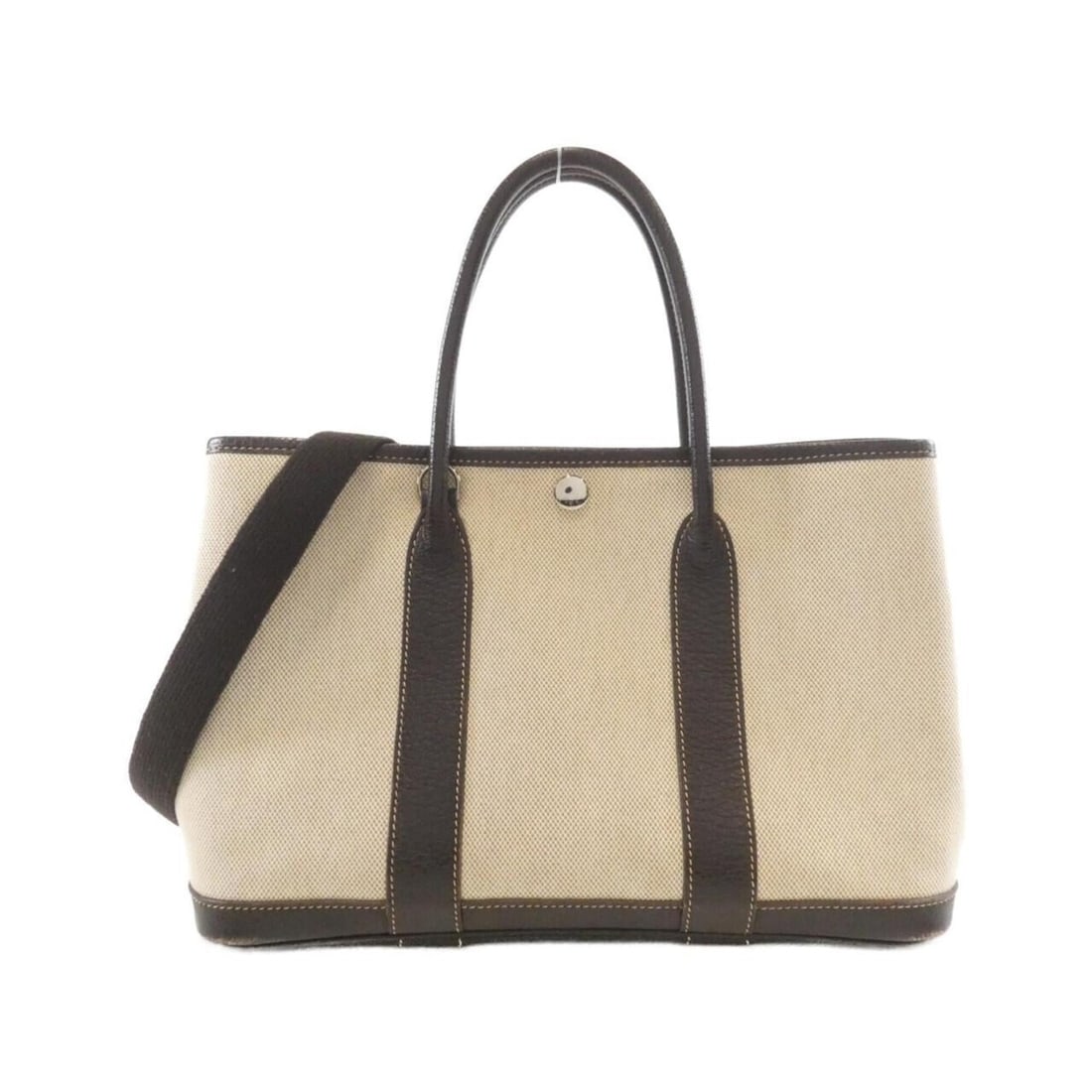Hermes Garden Party 30cm 041458CK Handbag: --- Catalog ---Category: SizeSize (HxWxD): 21cm x 30cm x 14cm / 8.26'' x 11.81'' x 5.51''Category: DesignType: HandbagColor: BrownGender: WomenMaterial: Toile H , Buffle skipper leather Hardware