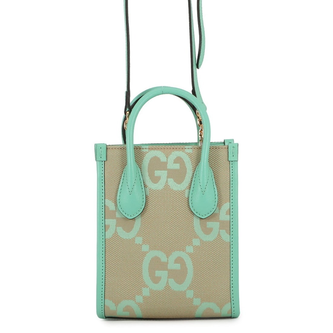 Gucci Jumbo GG Canvas Mini Tote Handbag 671628 GUCCI 2-way Shoulder: --- Catalog ---Category: SizeSize (HxWxD): 19.5cm x 16cm x 7cm / 7.67'' x 6.29'' x 2.75''Category: DesignType: Handbag, Shoulder bagColor: Beige, Light greenGender: WomenMaterial: GG canvas , Leather 