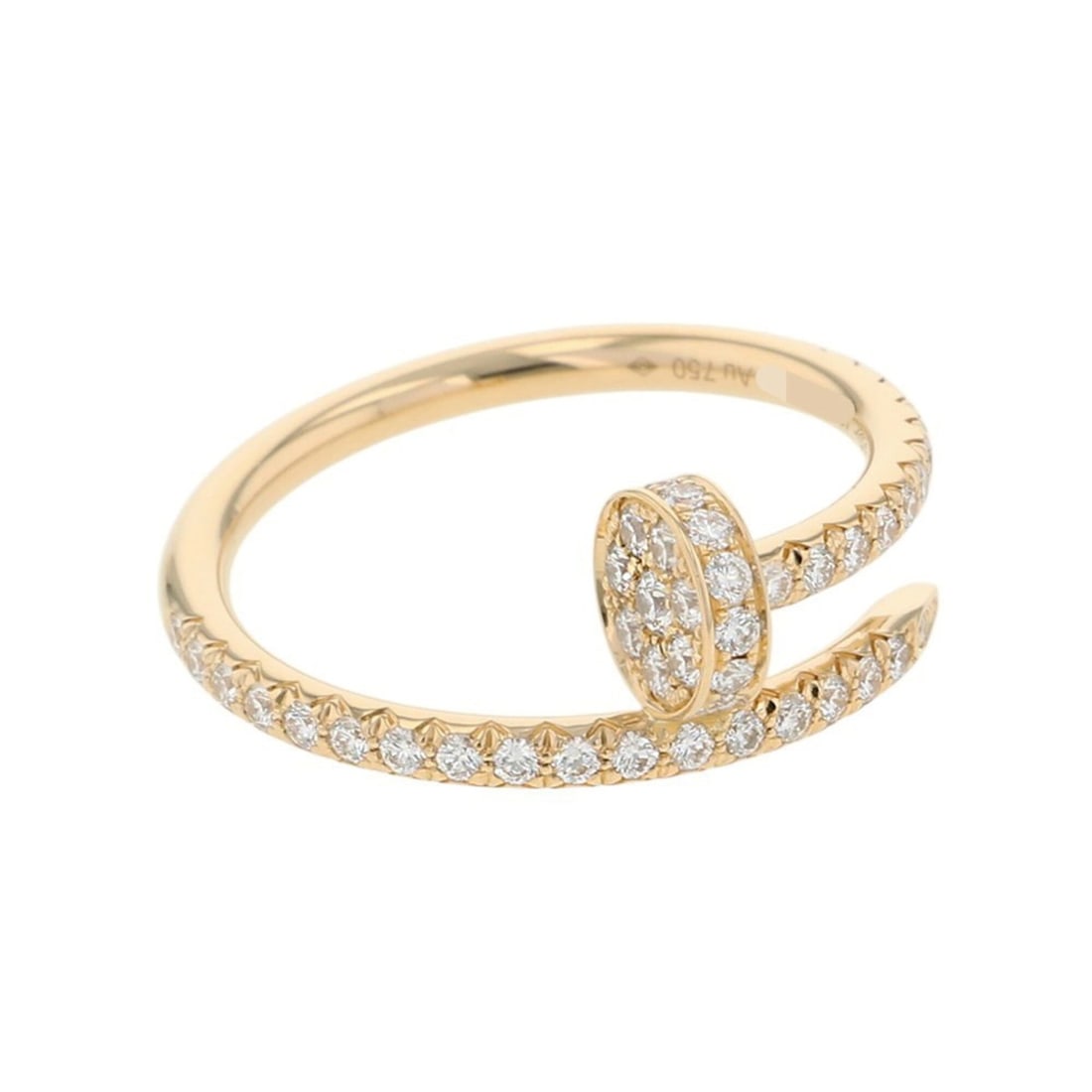 Cartier Juste un Clou Ring, Small Model, 53 Diamonds (0.40ct total), 18K Yellow Gold, Size 49,: --- Catalog ---Category: SizeUS Size: 5Brand Size: 49Category: DesignType: Band ringGender: WomenMaterial: Yellow gold (18K)Category: GeneralBrand: Cartier--- Item List ---Section: ConditionRanking: R