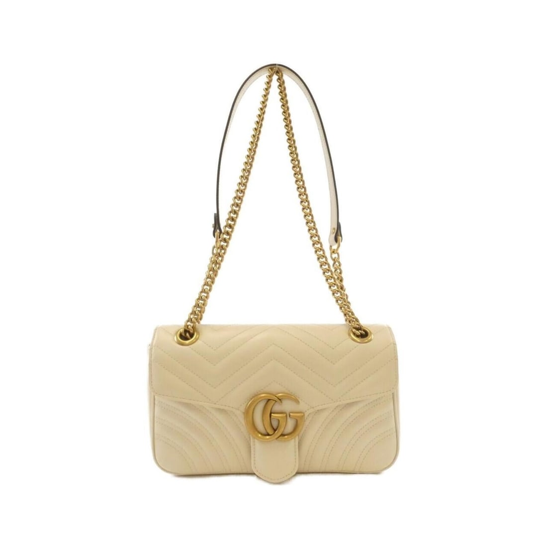 Gucci GG Marmont 443497 DTDIT Shoulder Bag: --- Catalog ---Category: SizeWeight: 640g / 1.41lb.Size (HxWxD): 15cm x 26cm x 7cm / 5.9'' x 10.23'' x 2.75''Strap Length: 111cm / 43.7''Category: DesignType: Shoulder bagColor: Off-whiteGender: