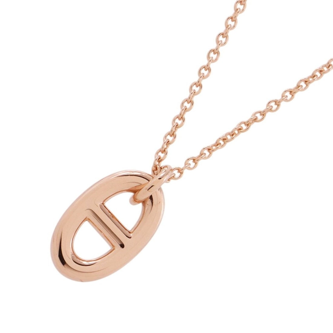 Hermes Chaine d'Ancre Farandole necklace, 18KPG pink gold, PM size, HERMES long: --- Catalog ---Category: SizePendant Size: 14.2mm x 8.8mm / 0.55'' x 0.34''Neck Circumference: 39 cm - 41 cm / 15.35'' - 16.14''Category: DesignGender: Women,MenMaterial: Pink gold (18K)Necklace Type: