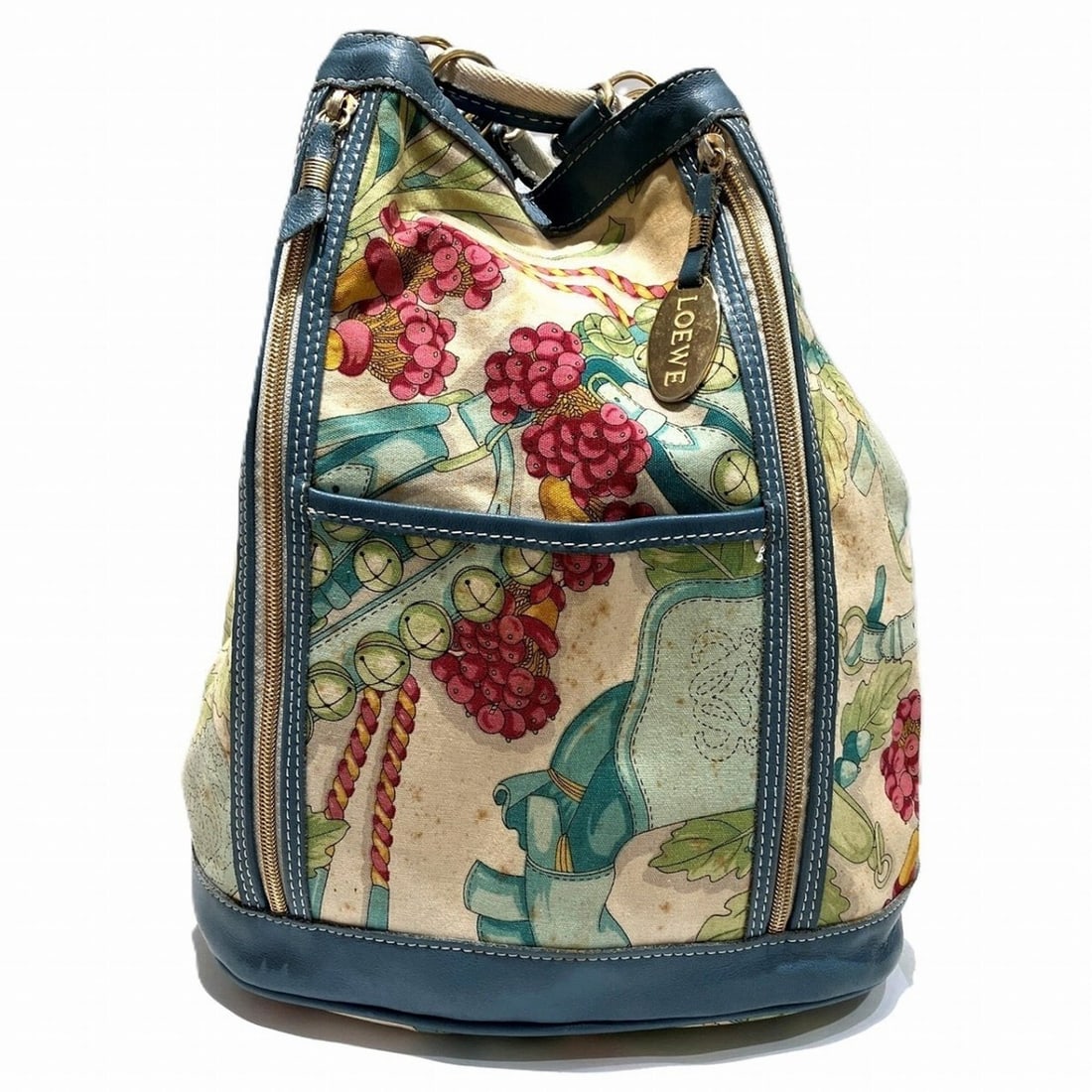 Loewe Botanical Backpack, Canvas & Leather: --- Catalog ---Category: SizeSize (HxWxD): 35cm x 35cm x 12.5cm / 13.77'' x 13.77'' x 4.92''Strap Length: 57cm - 65cm / 22.44'' - 25.59''Category: DesignType: BackpackGender: WomenMaterial: Canvas , L