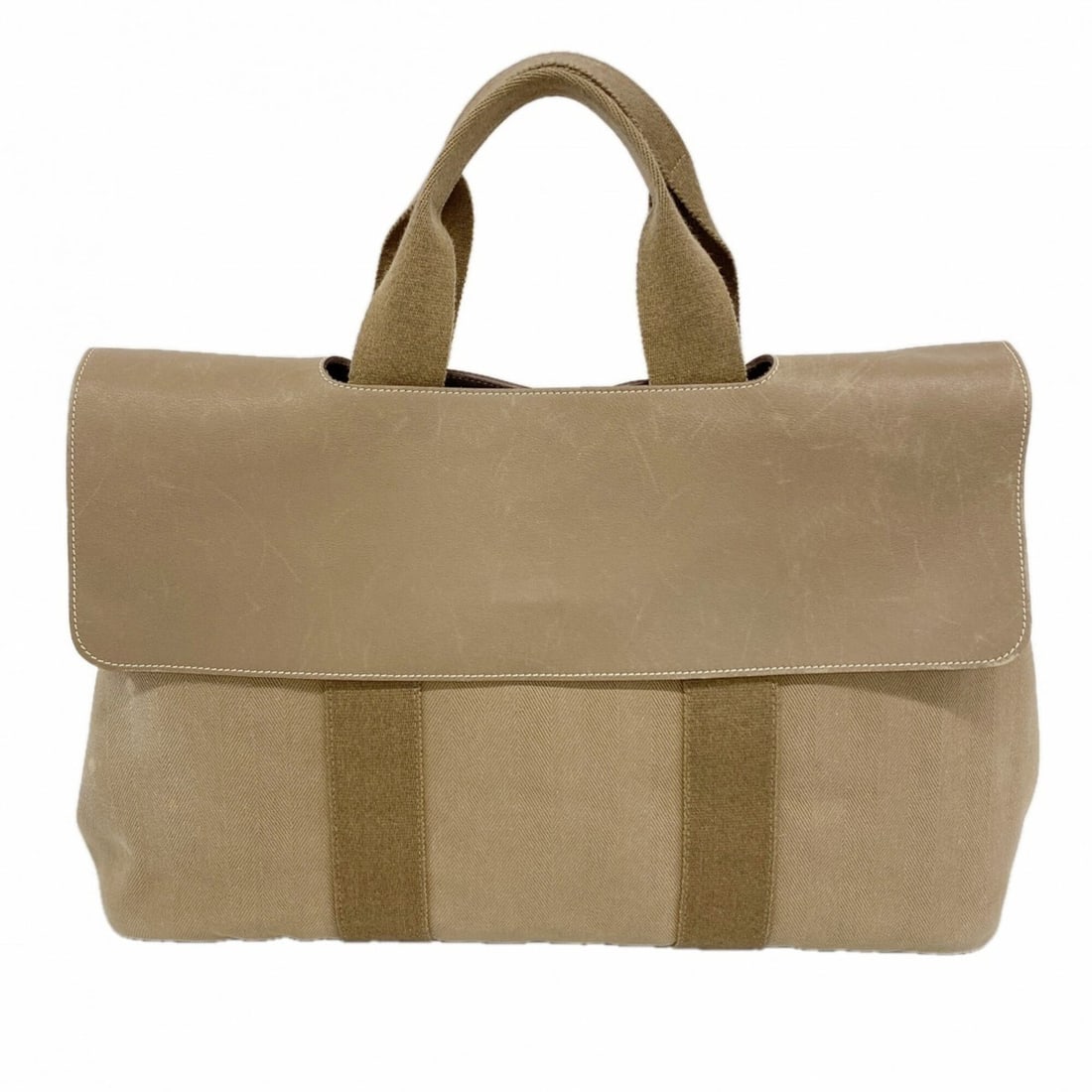 Hermes Valparaiso MM Tote Bag, Toile Chevron, Etoupe, ?O stamp, Ladies', P2851240 (1 of 11)