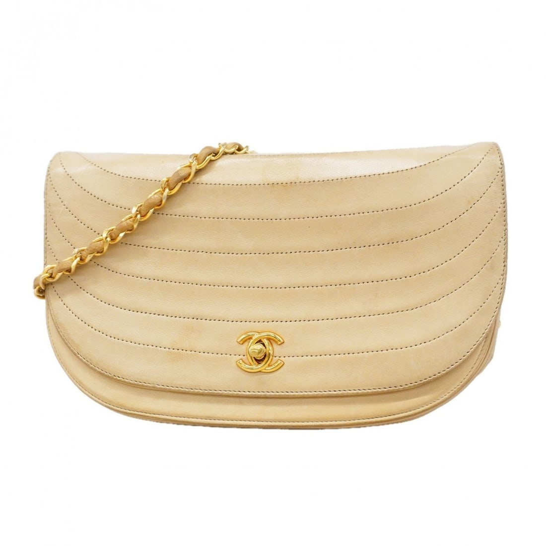 Chanel Shoulder Bag, Chain Strap, Lambskin, Beige, Women's: --- Catalog ---Category: SizeSize (HxWxD): 15cm x 24cm x 5.5cm / 5.9'' x 9.44'' x 2.16''Category: DesignType: Shoulder bagColor: BeigeGender: WomenMaterial: Leather Hardware Color: GoldLeather/Fur Typ