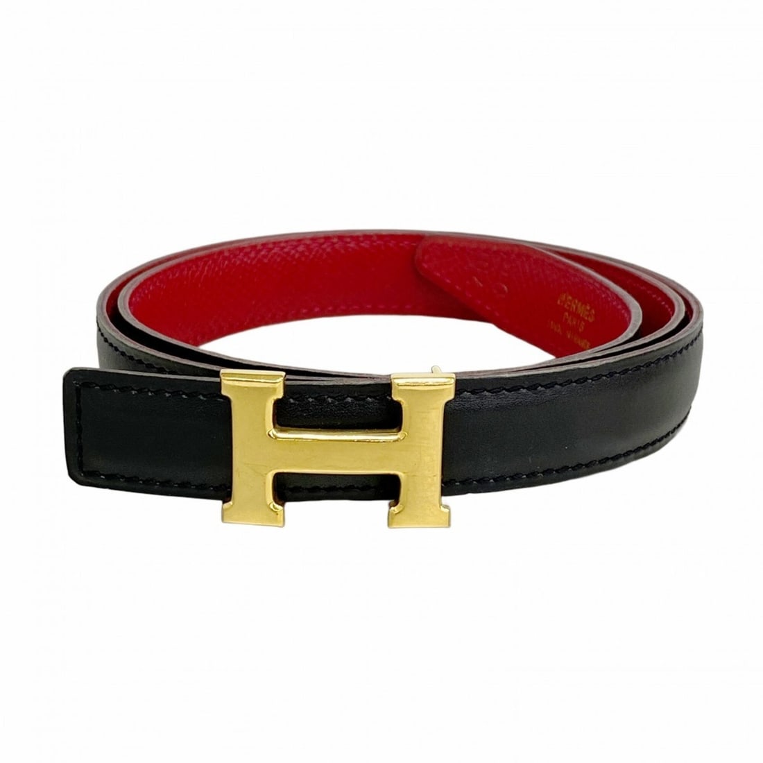 Hermes Constance Belt, Box Calf Courchevel Leather, Black and Red, ?Y Stamp, Ladies' Belt: --- Catalog ---Category: SizeLength: 69cm - 76.5cm / 27.16'' - 30.11''Category: DesignType: Standard beltColor: Black, Red colorGender: WomenCategory: GeneralBrand: Hermes--- Item List ---Section: Con