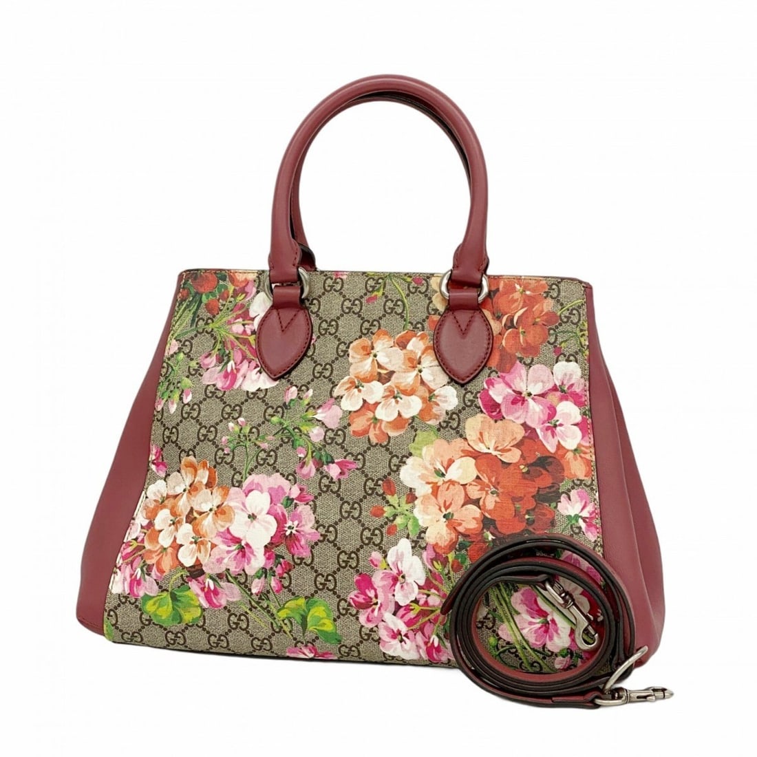 Gucci GG Blooms handbag, model number 453704, beige and pink, 2-way bag for women.: --- Catalog ---Category: SizeSize (HxWxD): 27cm x 37cm x 15cm / 10.62'' x 14.56'' x 5.9''Category: DesignType: HandbagColor: Beige, PinkGender: WomenMaterial: PVC Hardware Color: SilverCategory: Gener
