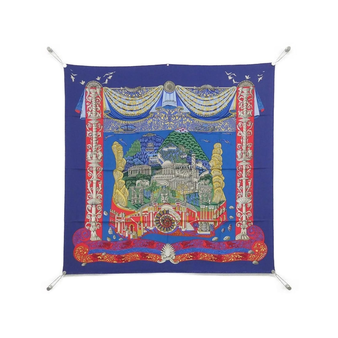 Hermes L'ATLANTIDE Carre Scarf Muffler: --- Catalog ---Category: SizeSize (LxW): 90cm x 90cm / 35.43'' x 35.43''Category: DesignType: ScarfColor: BlueGender: Men,WomenMaterial: Silk Category: GeneralBrand: Hermes--- Item List ---Section: Co