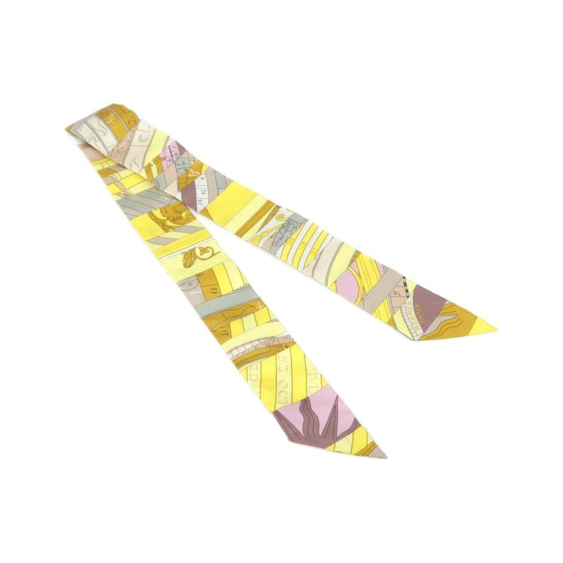 Hermes ASTROLOGIE NUVELLE Twilly 062707S Scarf Muffler: --- Catalog ---Category: SizeSize (LxW): 5cm x 86cm / 1.96'' x 33.85''Category: DesignType: ScarfColor: Mustard, White, YellowGender: Women,MenMaterial: Silk Category: GeneralMPN: 062707SBrand: Hermes
