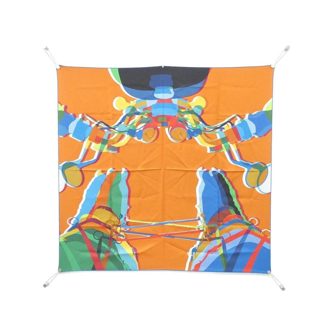 Hermes DRIVE ME CRAZY Carre Double Face Scarf Muffler: --- Catalog ---Category: SizeSize (LxW): 90cm x 90cm / 35.43'' x 35.43''Category: DesignType: ScarfColor: Blue, OrangeMaterial: Silk Category: GeneralBrand: Hermes--- Item List ---Section: ConditionRa
