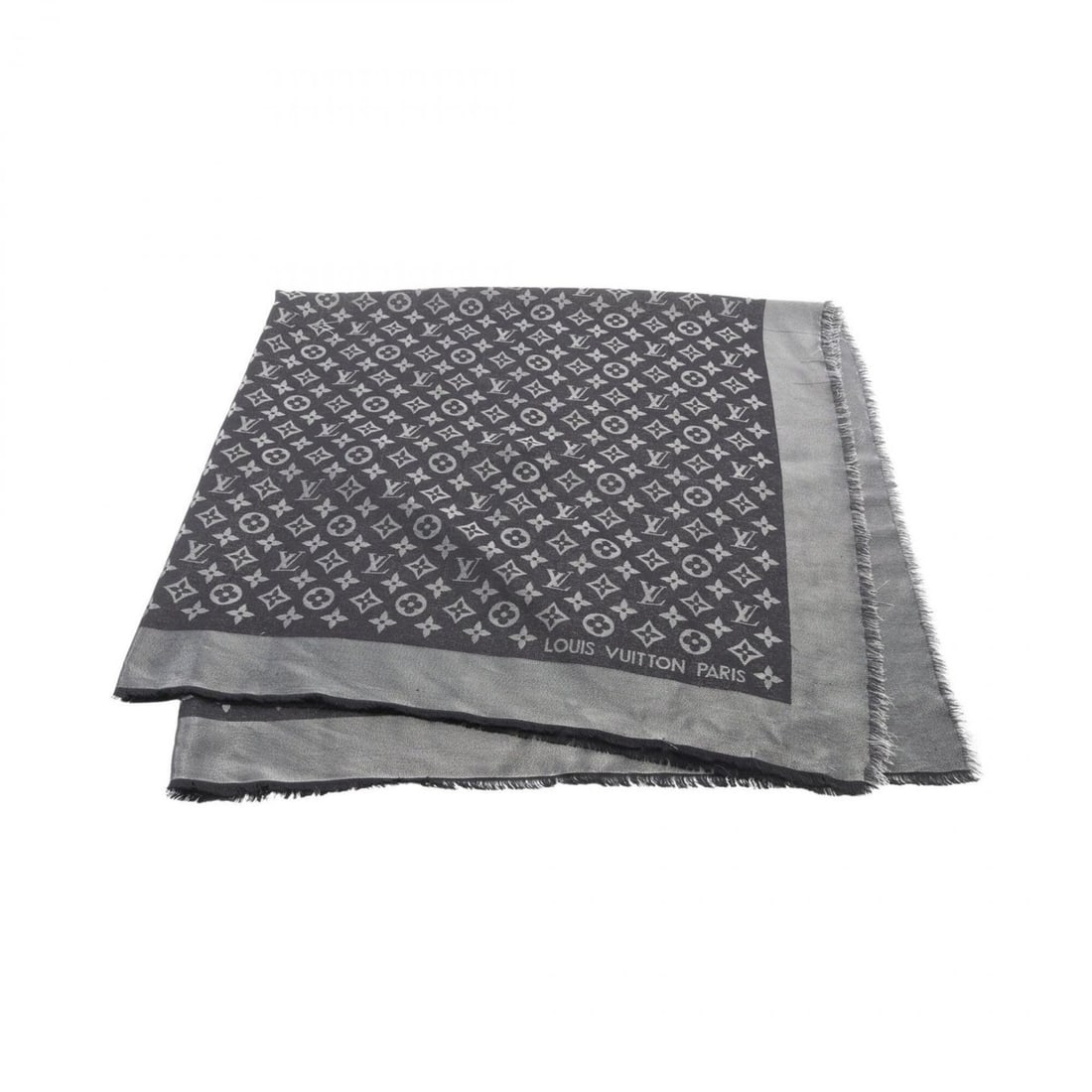 Louis Vuitton Monogram Scarf/Shawl, Silk/Wool, Women's, Black/Gray: --- Catalog ---Category: SizeSize (LxW): 1.32m x 1.32m / 51.96'' x 51.96''Category: DesignType: ScarfColor: Black, GrayGender: WomenMaterial: Silk , Wool Category: GeneralBrand: Louis Vuitton--- Item 