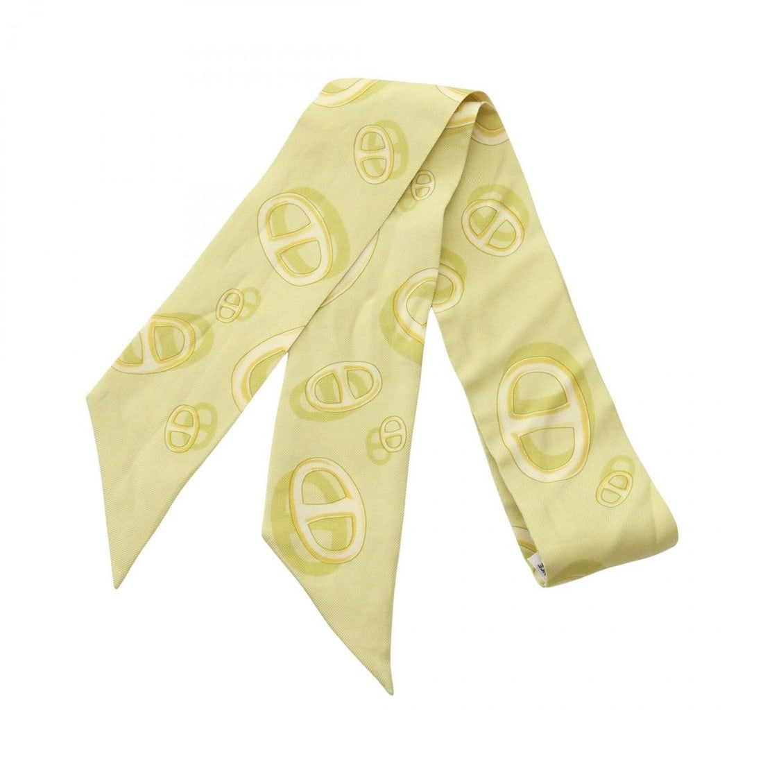 Hermes Twilly Chaine d'Ancre Scarf Muffler Silk Women's Green: --- Catalog ---Category: SizeSize (LxW): 85cm x 5cm / 33.46'' x 1.96''Category: DesignType: ScarfColor: GreenGender: WomenMaterial: Silk Category: GeneralBrand: Hermes--- Item List ---Section: Conditi