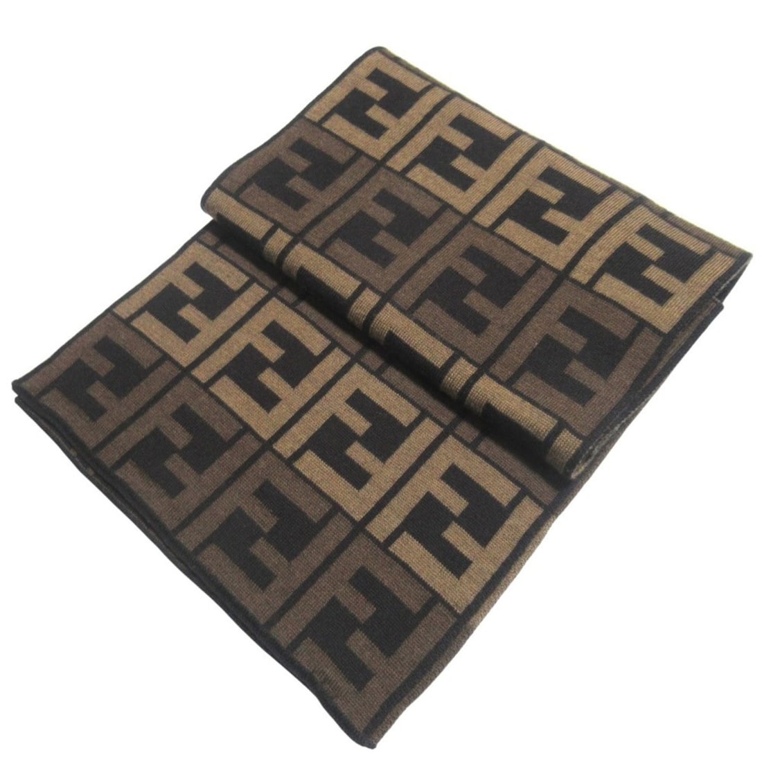 FENDI Zucca pattern knit scarf, brown x black, for men and women.: --- Catalog ---Category: SizeSize (LxW): 1.68m x 28cm / 66.14'' x 11.02''Category: DesignType: StoleColor: Black, BrownGender: Men,WomenCategory: GeneralBrand: Fendi--- Item List ---Section: Condition