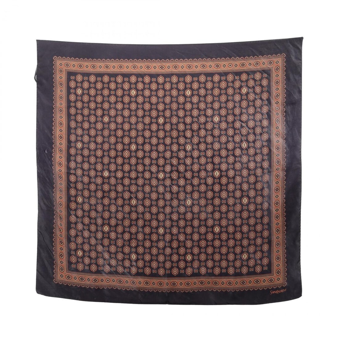 Yves Saint Laurent Saint Laurent Paris all-over print scarf/muffler, silk, women's, black/brown.: --- Catalog ---Category: SizeSize (LxW): 87cm x 87cm / 34.25'' x 34.25''Category: DesignType: ScarfColor: Black, BrownGender: WomenMaterial: Silk Category: GeneralBrand: Yves Saint Laurent--- Item Lis