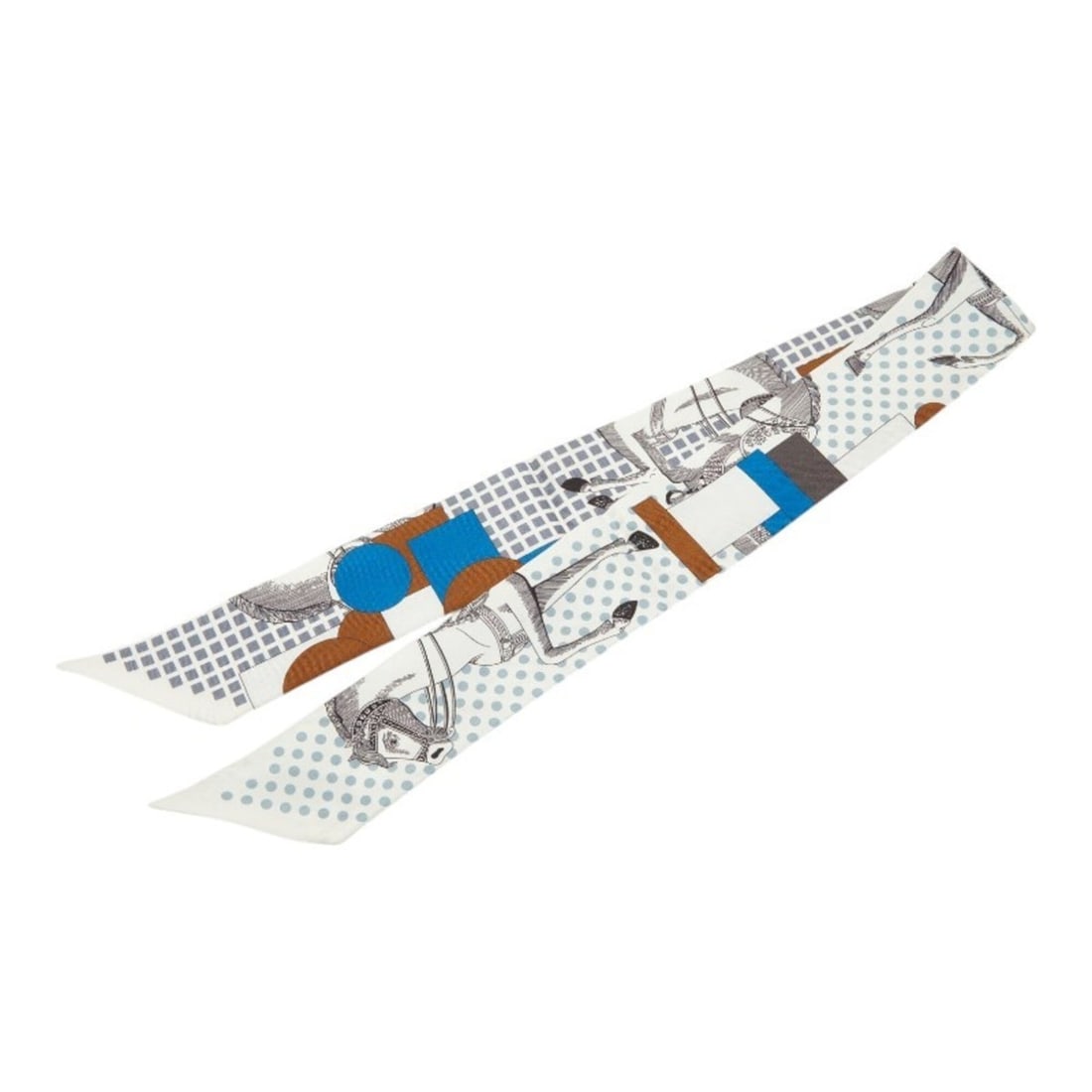 Hermes Twilly CAVALIER EN FORMES Scarf Muffler White Silk Women's HERMES: --- Catalog ---Category: SizeSize (LxW): 89cm x 5cm / 35.03'' x 1.96''Category: DesignType: ScarfColor: WhiteGender: WomenMaterial: Silk Category: GeneralBrand: Hermes--- Item List ---Section: Conditi