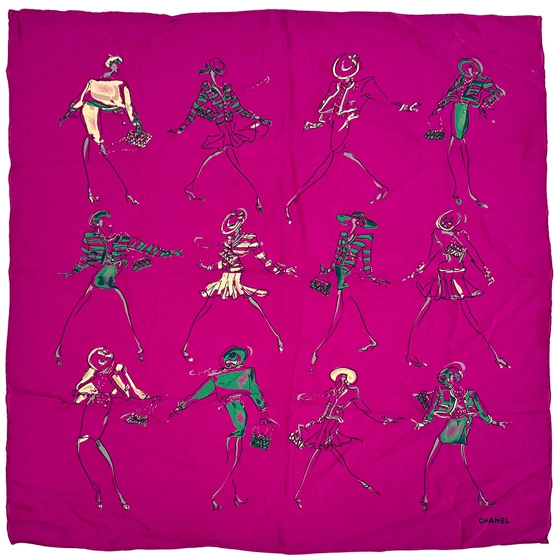 Chanel scarf, Mademoiselle, women's, brand, silk, purple, sheer. (1 of 14)