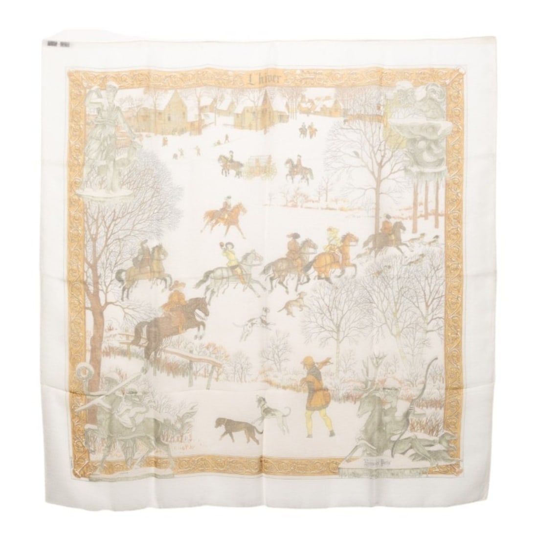 Hermes Carre 90 L’hiver (Rivere) Winter Scarf/Muffler, White Multicolor Silk, Women's: --- Catalog ---Category: SizeSize (LxW): 87.5cm x 86cm / 34.44'' x 33.85''Category: DesignType: ScarfColor: Multi-color, WhiteGender: WomenSeason: Fall/winterMaterial: Silk Category: GeneralBrand: Her