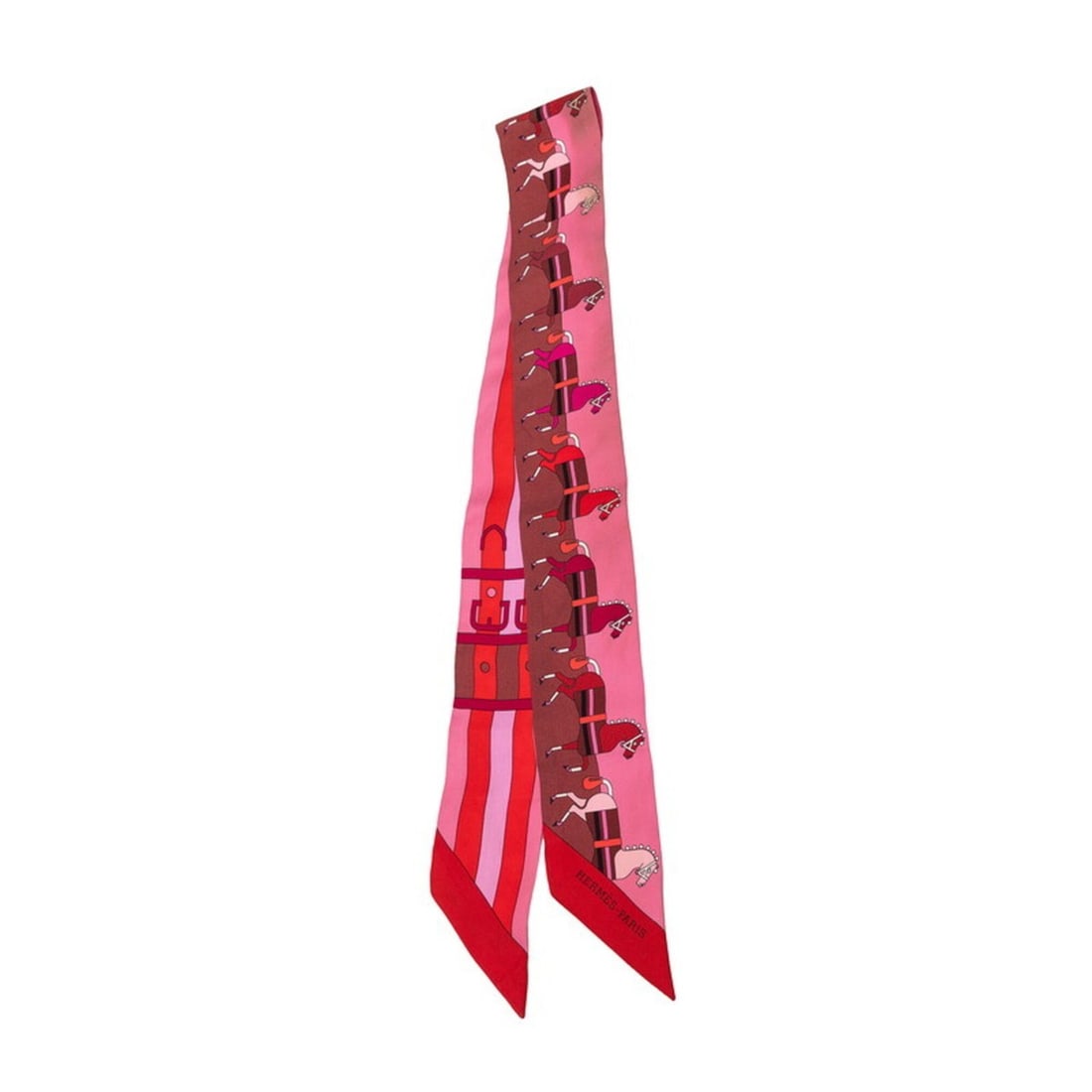 Hermes Twilly Rocabar Scarf Muffler Pink Red Silk Women's HERMES: --- Catalog ---Category: SizeSize (LxW): 5cm x 84.5cm / 1.96'' x 33.26''Category: DesignType: ScarfColor: Pink, Red colorGender: WomenMaterial: Silk Category: GeneralBrand: Hermes--- Item List ---Sect