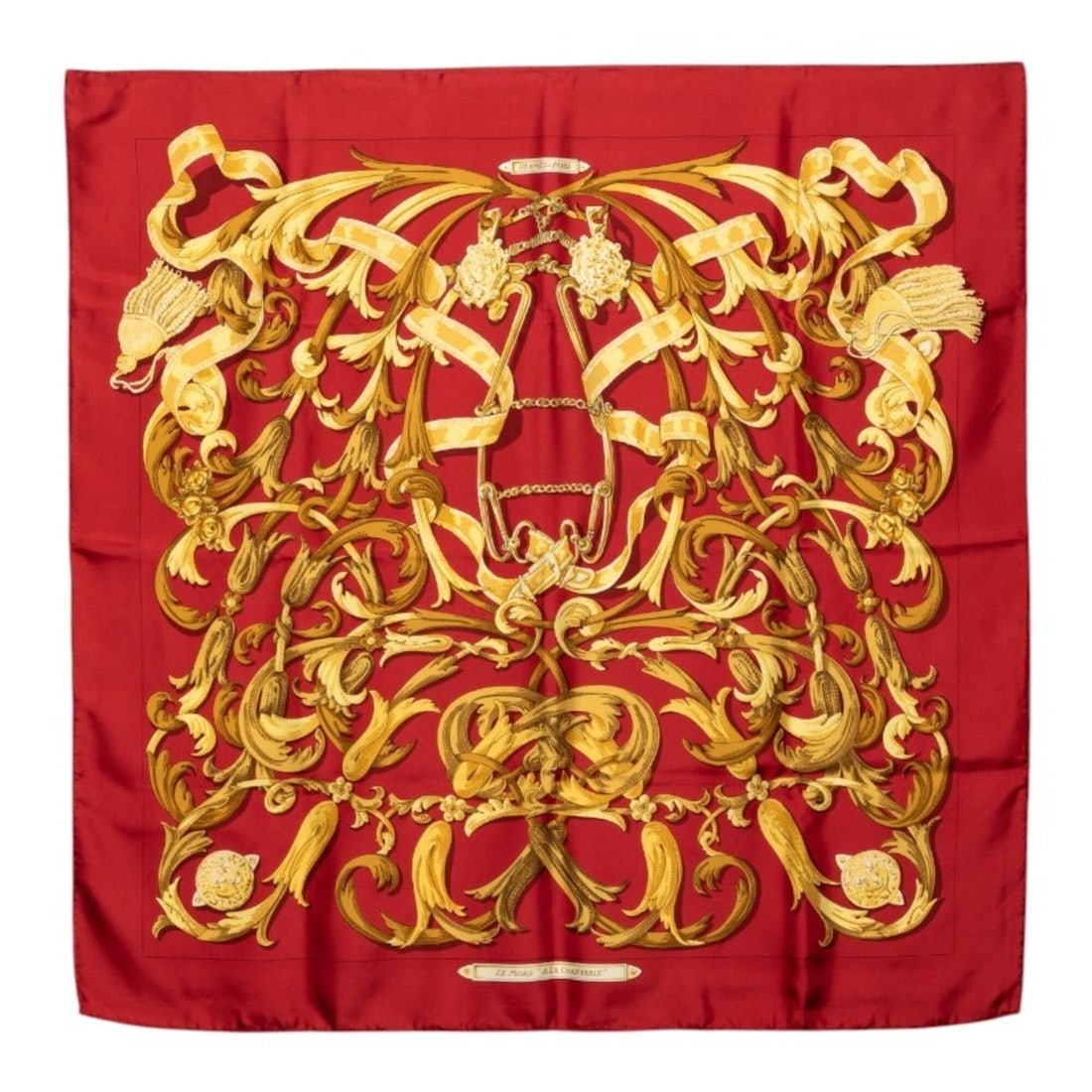 Hermes Carre 90 LE MORS A LA CONETABLE (The Elegance of the Bridle) Scarf/Muffler, Red Multicolor (1 of 15)