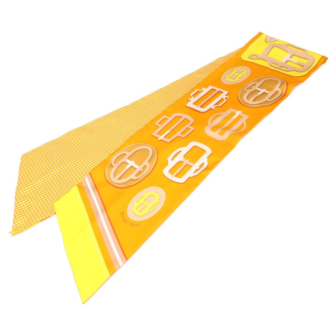 HERMES BOVCLERIE MODERNE Silk Maxi Twilly Scarf/Muffler (Orange) - Women's: --- Catalog ---Category: SizeSize (LxW): 1.58m x 20.5cm / 62.2'' x 8.07''Category: DesignType: ScarfColor: OrangeGender: WomenMaterial: Silk Category: GeneralBrand: Hermes--- Item List ---Section: Con