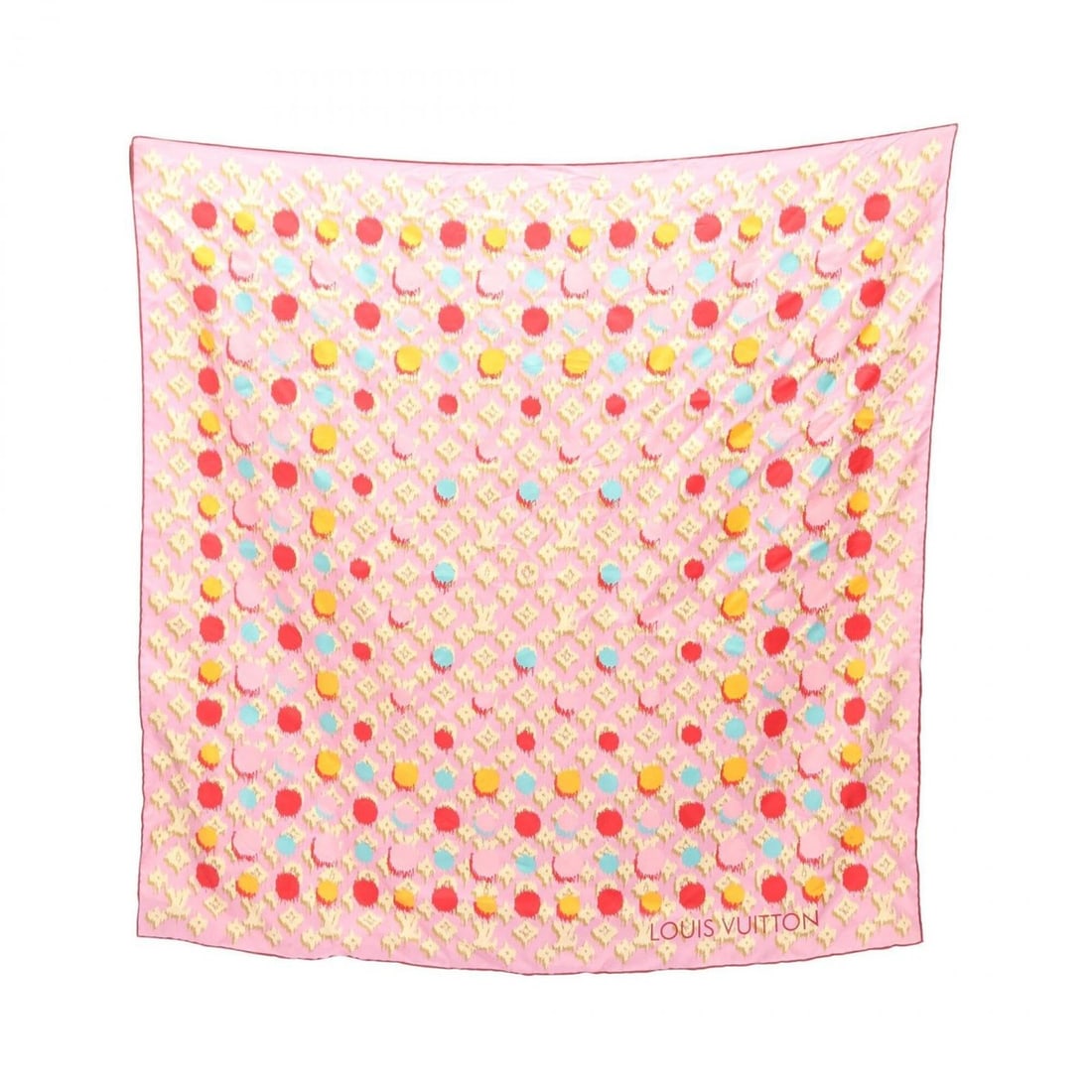 Louis Vuitton LOUIS VUITTON Carre 70 Monogram Dot Scarf Muffler Silk Women's Pink Multicolor (1 of 20)
