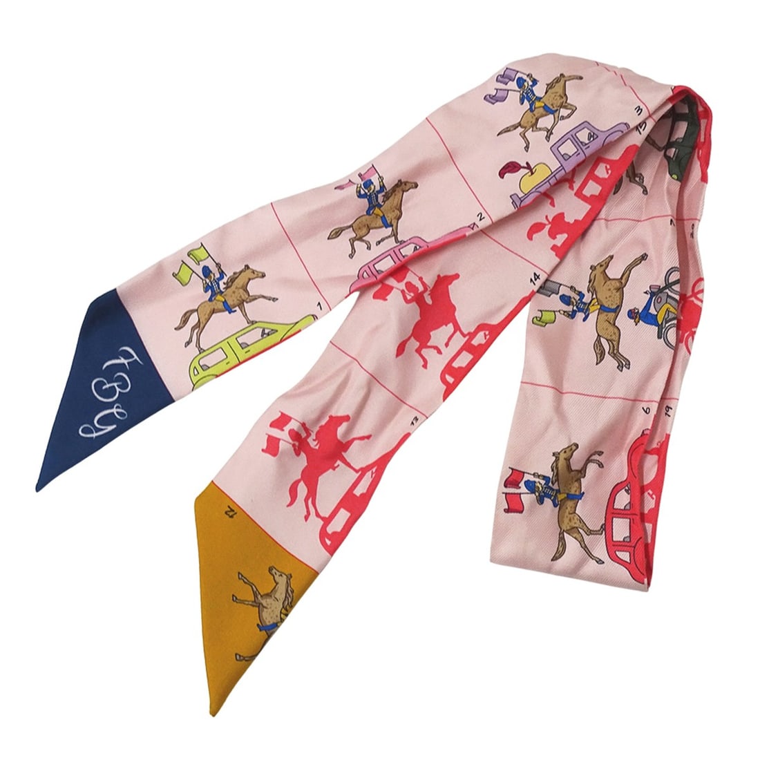 Hermes scarf/muffler for women, brand name, twilly, silk, pink, horse and carriage design.: --- Catalog ---Category: SizeSize (LxW): 5cm x 85cm / 1.96'' x 33.46''Category: DesignType: ScarfColor: PinkGender: WomenMaterial: Silk Category: GeneralBrand: HermesCountry of Origin: France--- Item 