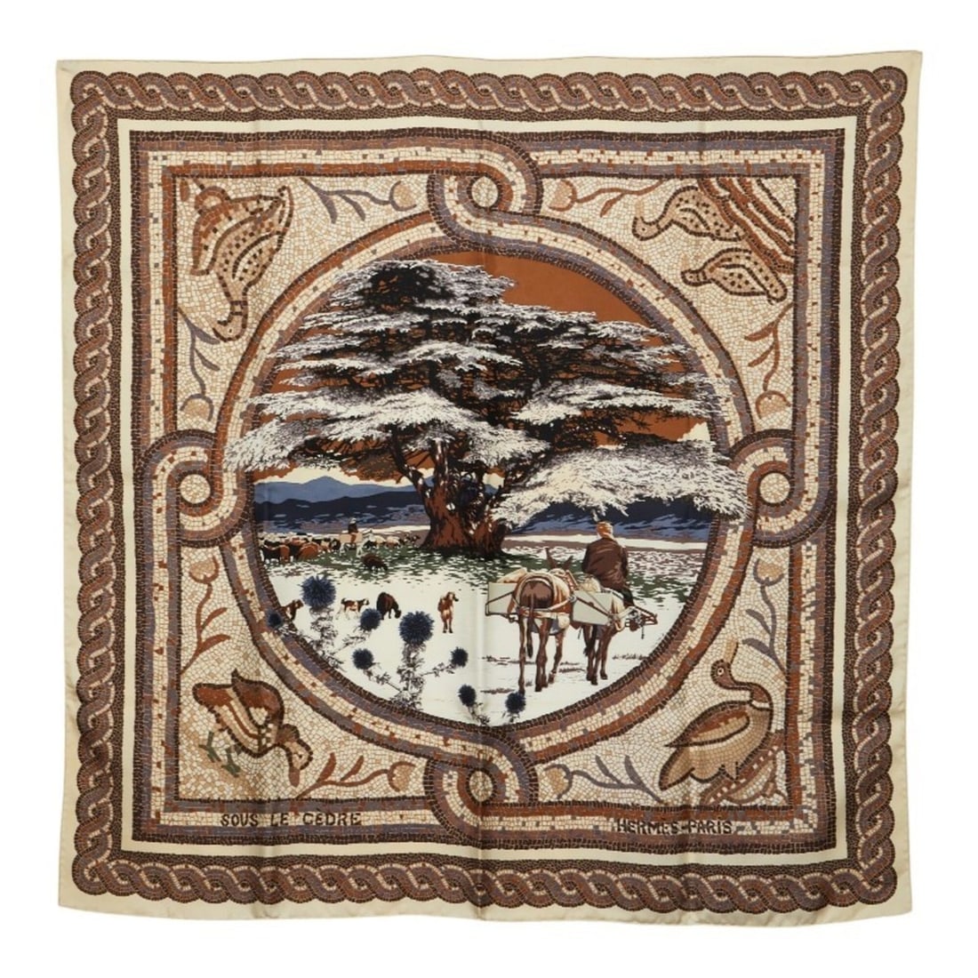 Hermes Carre 90 Sous le Gide de Mars (God of War Mars) Scarf/Muffler, Beige/Multicolor Silk,: --- Catalog ---Category: SizeSize (LxW): 88cm x 88cm / 34.64'' x 34.64''Category: DesignType: ScarfColor: Beige, Multi-colorGender: WomenMaterial: Silk Category: GeneralBrand: Hermes--- Item List ---S