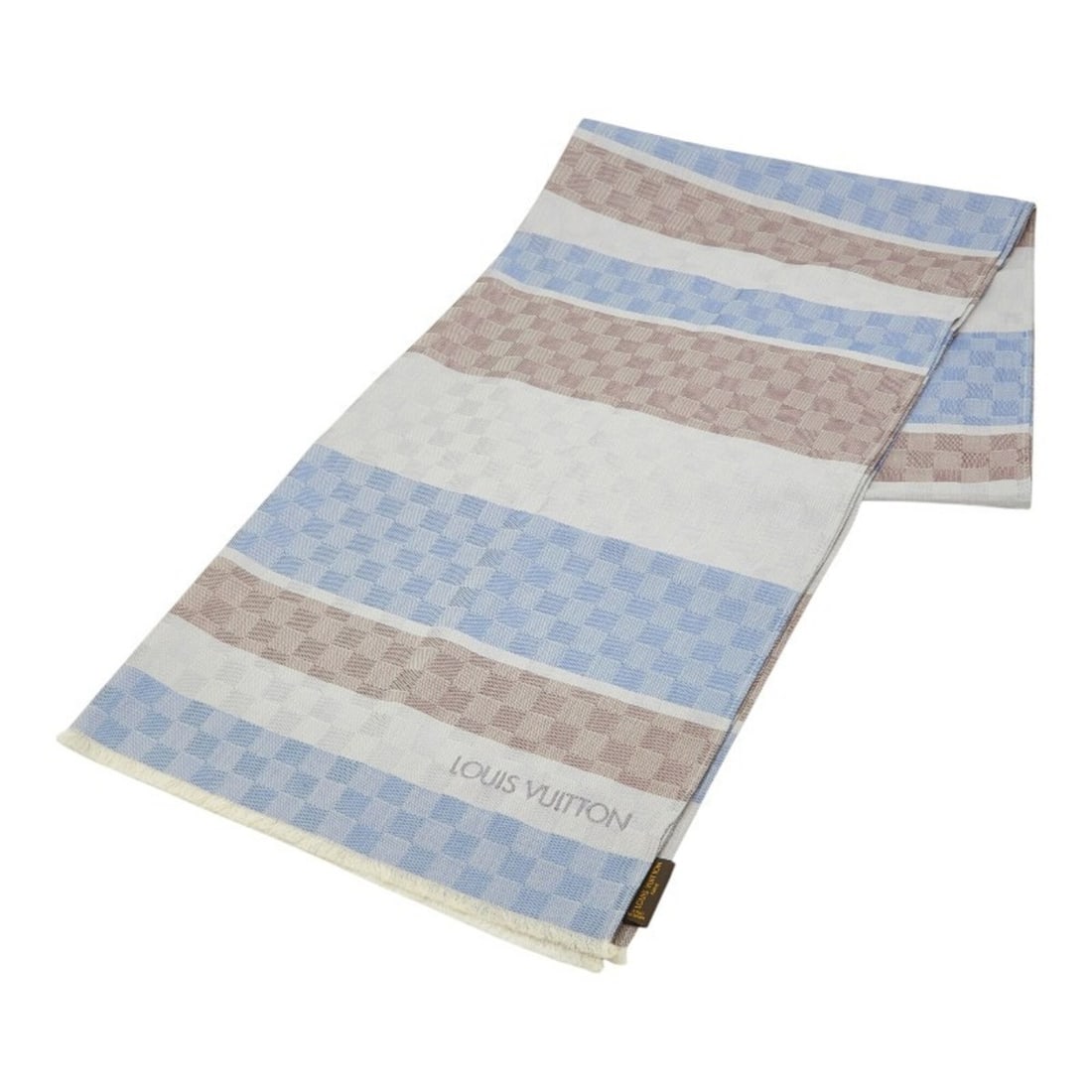 Louis Vuitton Damier Large Scarf/Stole 401910 Brown Gold Silk Wool Women's LOUIS VUITTON (1 of 15)