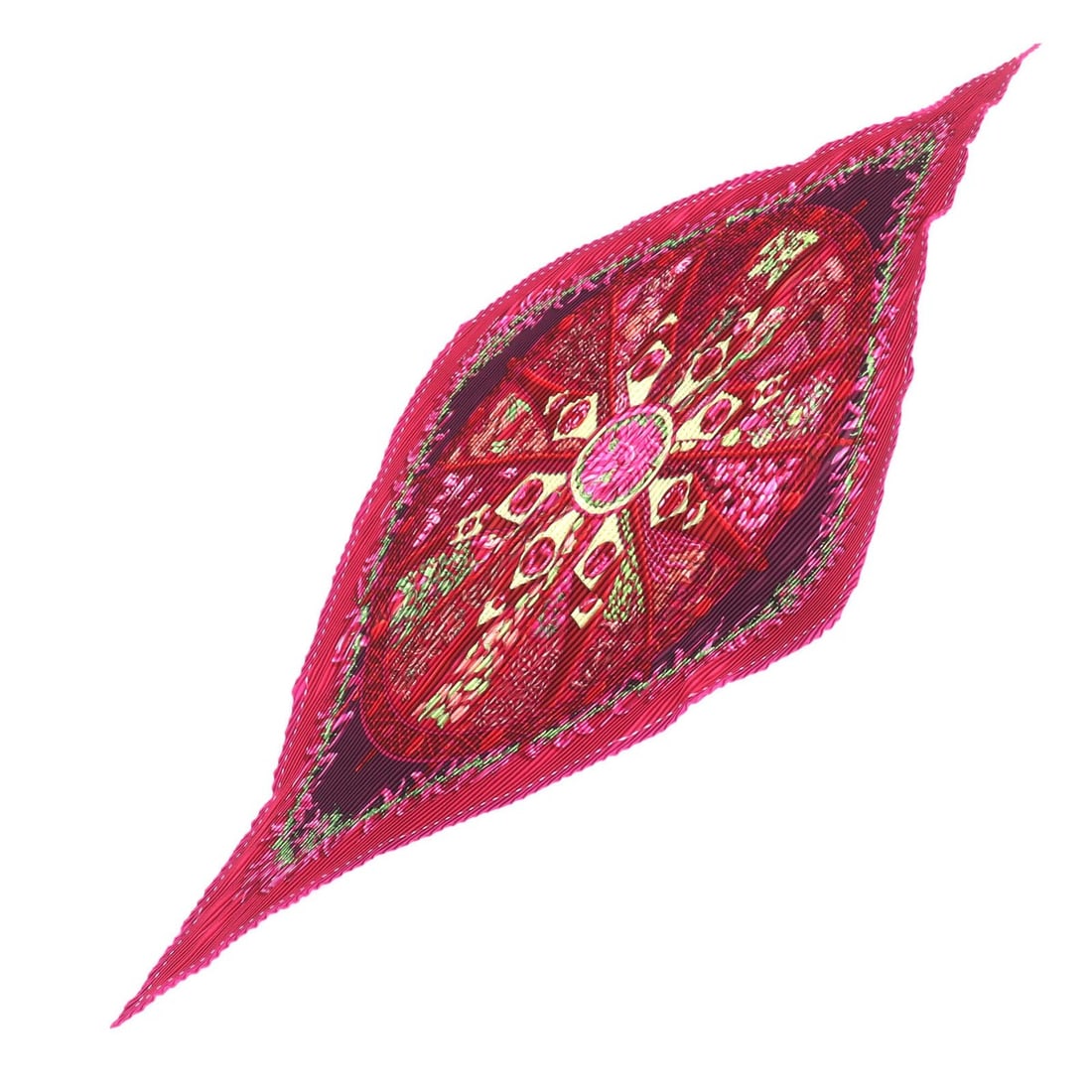 HERMES Pleated Carre AUXPAYS DES EPICES (Land of Spices) 100% Silk Magenta Scarf/Muffler with Box -: --- Catalog ---Category: SizeSize (LxW): 1.32m x 24.5cm / 51.96'' x 9.64''Category: DesignType: ScarfGender: WomenMaterial: Silk 100%Category: GeneralBrand: Hermes--- Item List ---Section: ConditionRa