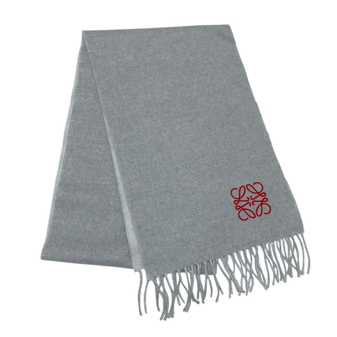 Loewe Anagram Cashmere Wool Scarf, Light Gray, Women's: --- Catalog ---Category: SizeSize (LxW): 1.8m x 28cm / 70.86'' x 11.02''Category: DesignType: StoleColor: Light grayGender: WomenMaterial: Cashmere , Wool Category: GeneralBrand: Loewe--- Item List --