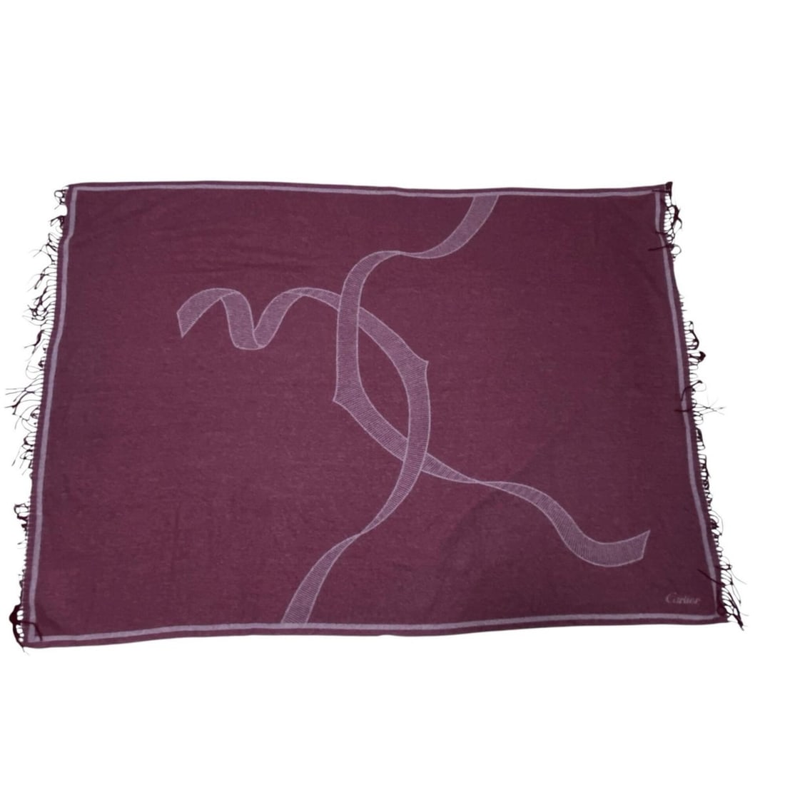 Cartier large cashmere stole/scarf in burgundy for women. (1 of 12)