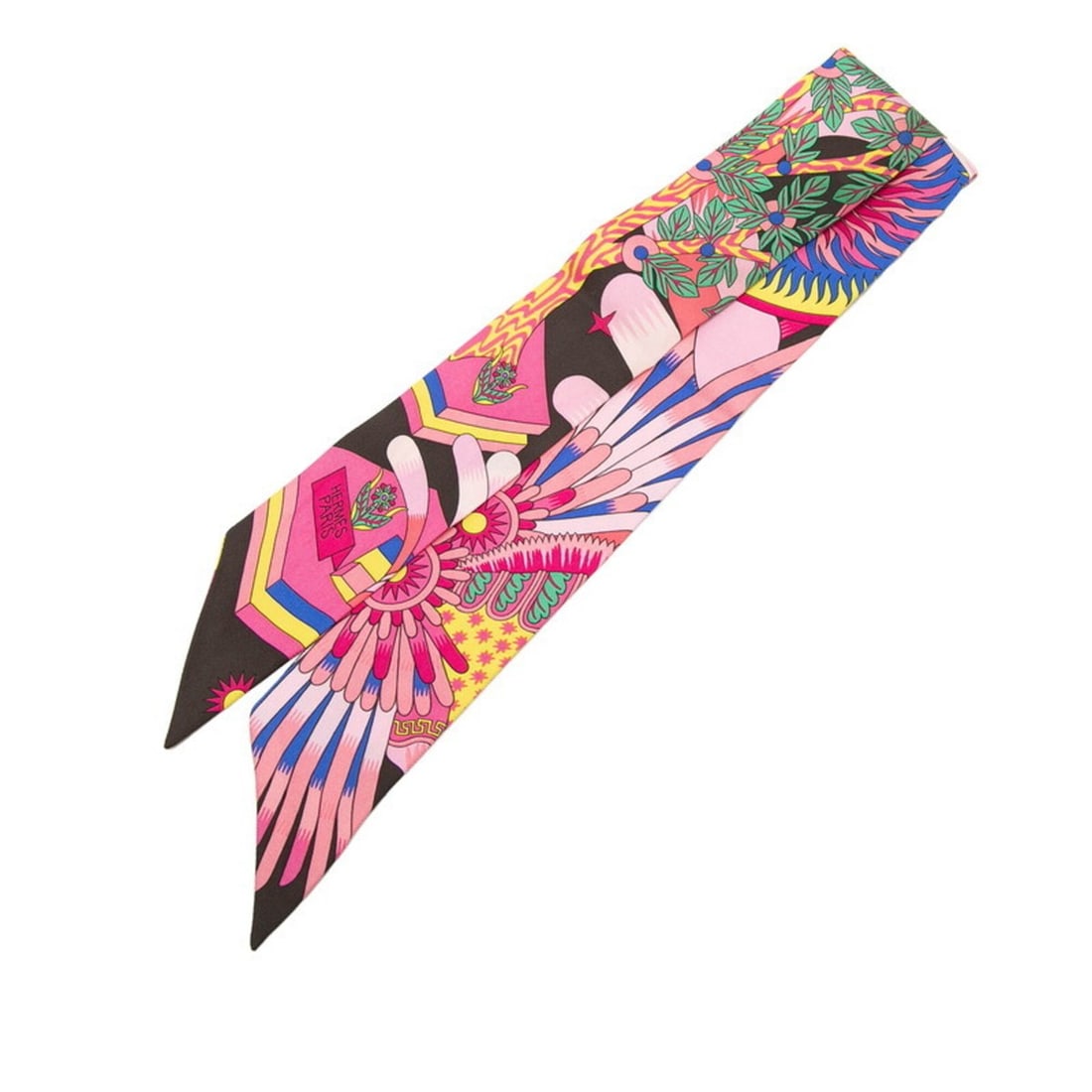 Hermes Twilly LA SOURCE DE PEGASE (The Source of Pegasus) Scarf/Muffler, Pink Multicolor Silk,: --- Catalog ---Category: SizeSize (LxW): 5cm x 85.5cm / 1.96'' x 33.66''Category: DesignType: ScarfColor: Multi-color, PinkGender: WomenMaterial: Silk Category: GeneralBrand: Hermes--- Item List ---Se
