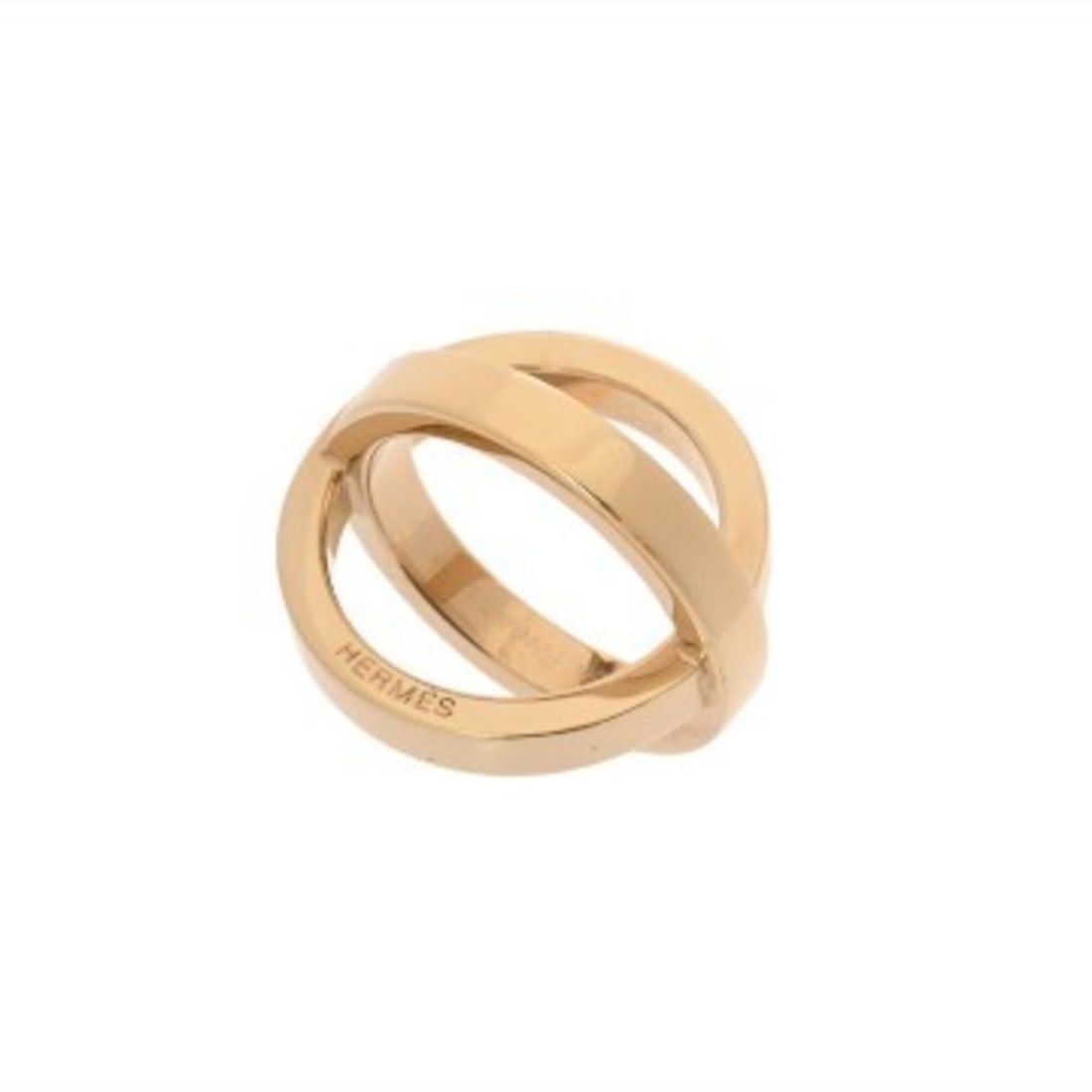 HERMES scarf ring, gold, gold hardware, men's/women's, GP AB rank, pre-owned, Ginzo. (1 of 9)