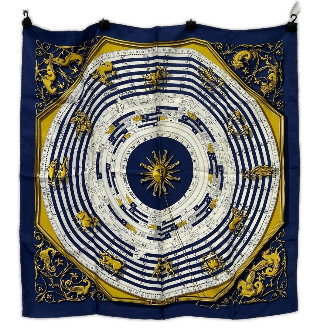 HERMES Astrology Silk Carre 90 Scarf, Navy, Women's: --- Catalog ---Category: SizeSize (LxW): 89cm x 88cm / 35.03'' x 34.64''Category: DesignType: ScarfColor: Navy, WhiteGender: WomenMaterial: Silk Category: GeneralBrand: Hermes--- Item List ---Section: