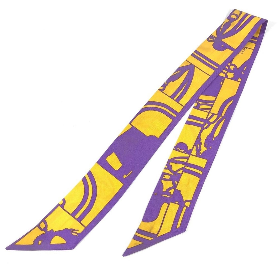 HERMES Twilly Bandeau Scarf, Accessory, Muffler, Silk, Women's, Purple: --- Catalog ---Category: SizeSize (LxW): 86cm x 5cm / 33.85'' x 1.96''Category: DesignType: ScarfColor: Purple, YellowGender: WomenMaterial: Silk Category: GeneralBrand: HermesCountry of Origin: Franc