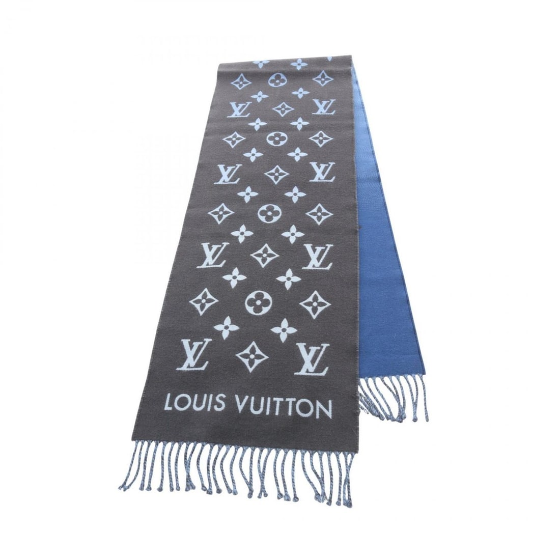 Louis Vuitton All About Monogram Gradient Scarf, Wool, Men's, Gray/Blue, M97442: --- Catalog ---Category: SizeSize (LxW): 1.92m x 33cm / 75.59'' x 12.99''Category: DesignType: StoleColor: Blue, GrayGender: MenMaterial: Wool Category: GeneralMPN: M97442Brand: Louis Vuitton--- Item 