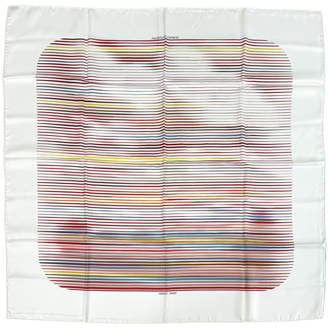 Hermes scarf/muffler, Carre 90, Faubourg Express, women's, brand name, silk, white, rainbow.: --- Catalog ---Category: SizeSize (LxW): 90cm x 90cm / 35.43'' x 35.43''Category: DesignType: ScarfColor: Multi-color, WhiteGender: WomenMaterial: Silk Category: GeneralBrand: HermesCountry of Origin: