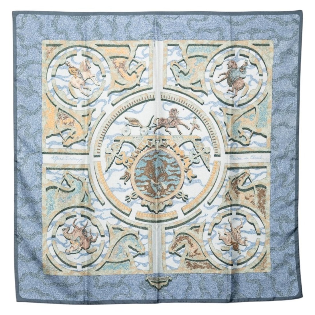 Hermes Carre 90 PEINTRE DU CHEVAL (The Painter of Horses) Scarf/Muffler, Blue/Multicolor Silk,: --- Catalog ---Category: SizeSize (LxW): 89cm x 89cm / 35.03'' x 35.03''Category: DesignType: ScarfColor: Blue, Multi-colorGender: WomenMaterial: Silk Category: GeneralBrand: Hermes--- Item List ---Se
