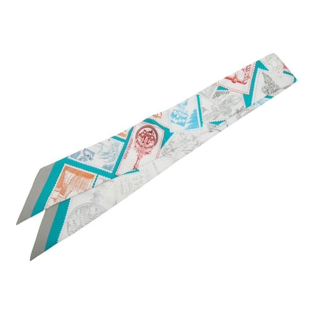 Hermes Twilly LE PHILATELISTE DU FAUBOURG (The Faubourg Stamp Enthusiast) Scarf/Muffler,: --- Catalog ---Category: SizeSize (LxW): 5.5cm x 88.5cm / 2.16'' x 34.84''Category: DesignType: ScarfColor: Multi-color, WhiteGender: WomenCategory: GeneralLine: TwillyBrand: Hermes--- Item List ---Se