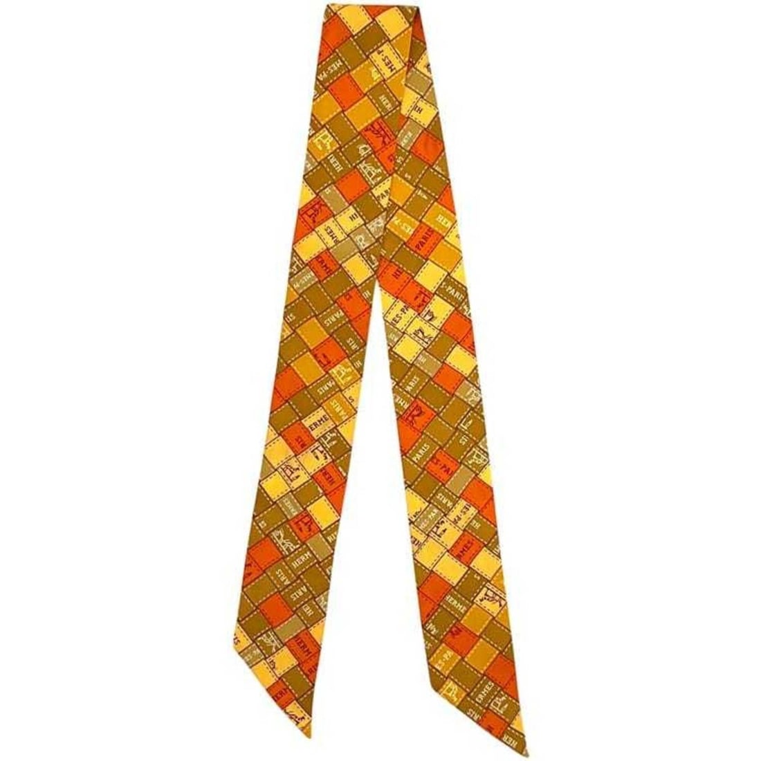 Hermes Ribbon Twilly Orange Scarf Muffler 100% Silk HERMES: --- Catalog ---Category: SizeSize (LxW): 84.7cm x 5cm / 33.34'' x 1.96''Category: DesignType: ScarfColor: OrangeGender: WomenMaterial: Silk Category: GeneralBrand: Hermes--- Item List ---Section: Cond