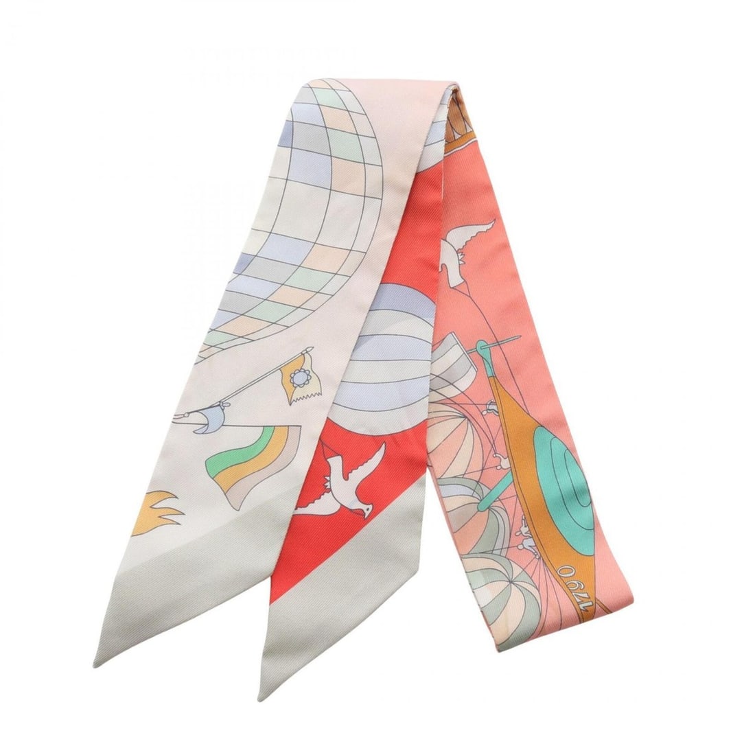 Hermes Twilly Les Folies du Ciel Ribbon Scarf Muffler Silk Women's Pink Multicolor: --- Catalog ---Category: SizeSize (LxW): 85cm x 5cm / 33.46'' x 1.96''Category: DesignType: ScarfColor: Multi-color, PinkGender: WomenMaterial: Silk Category: GeneralLine: TwillyBrand: Hermes--- Item 