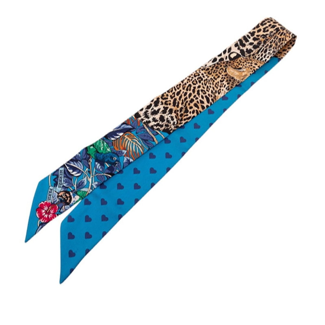 Hermes Twilly Jungle Love Scarf Muffler Blue Multicolor Silk Women's HERMES: --- Catalog ---Category: SizeSize (LxW): 5cm x 85cm / 1.96'' x 33.46''Category: DesignType: ScarfColor: Blue, Multi-colorGender: WomenMaterial: Silk Category: GeneralBrand: Hermes--- Item List ---Sect